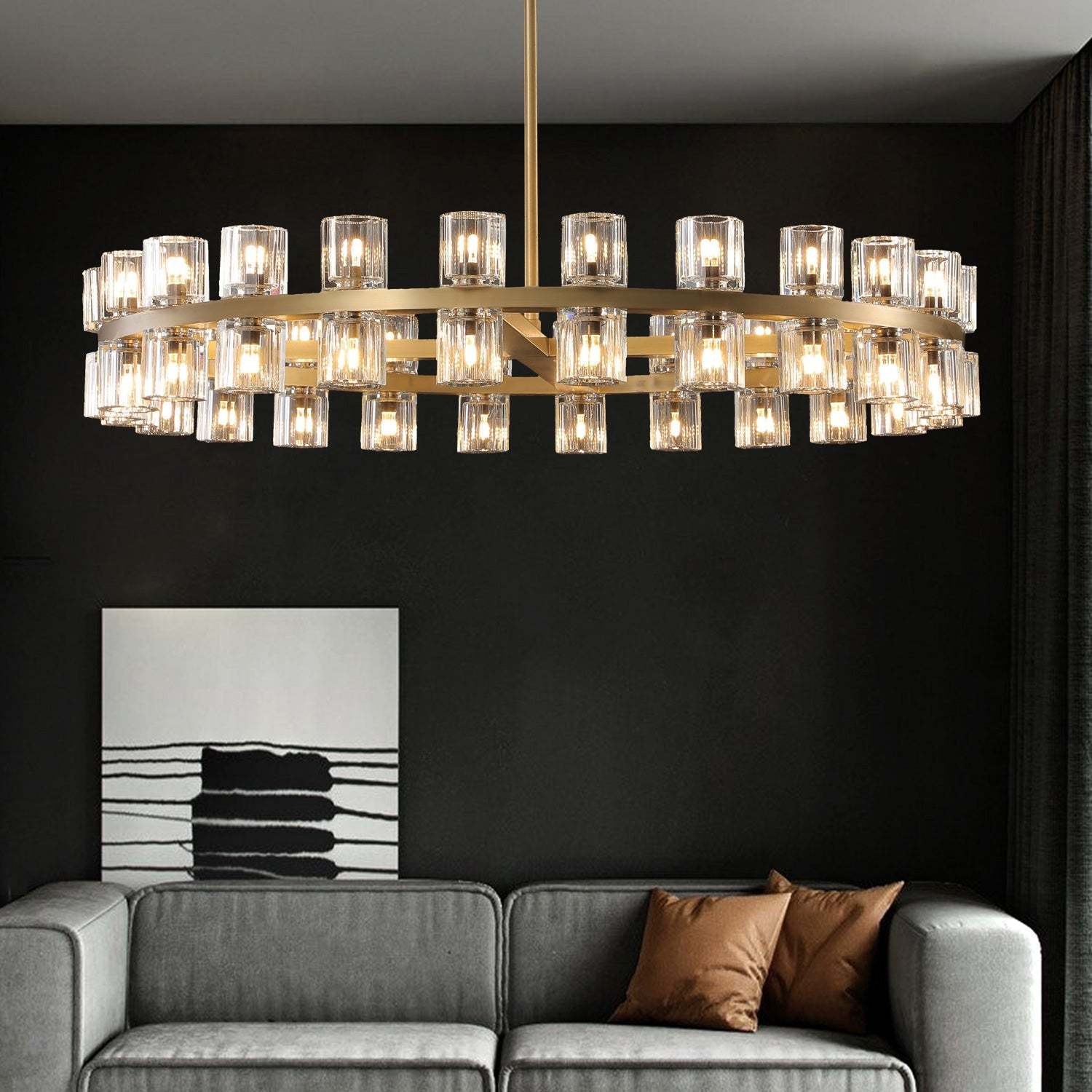 Arcahonk Crystal Round Chandelier 48"