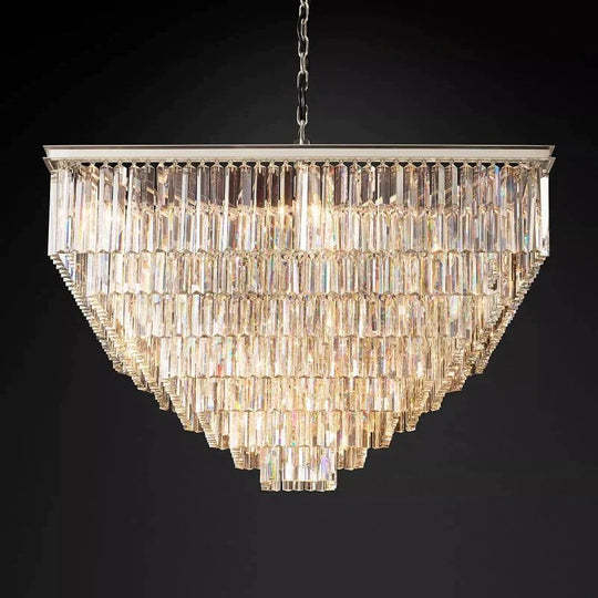 1930s Odeon Crystal Square Chandelier