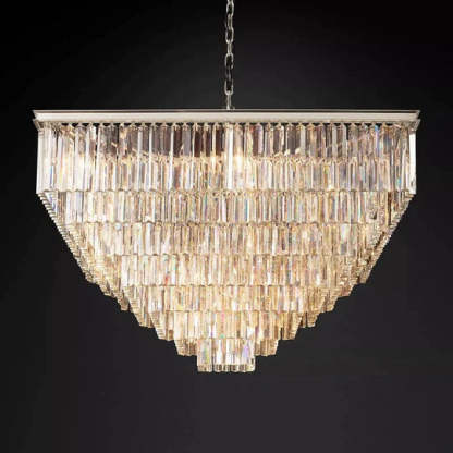 1930s Odeon Crystal Square Chandelier