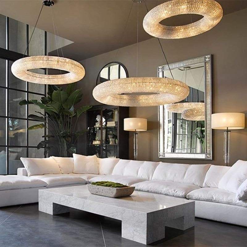 Holo Clear Crystal Ring Chandelier Dimmable 