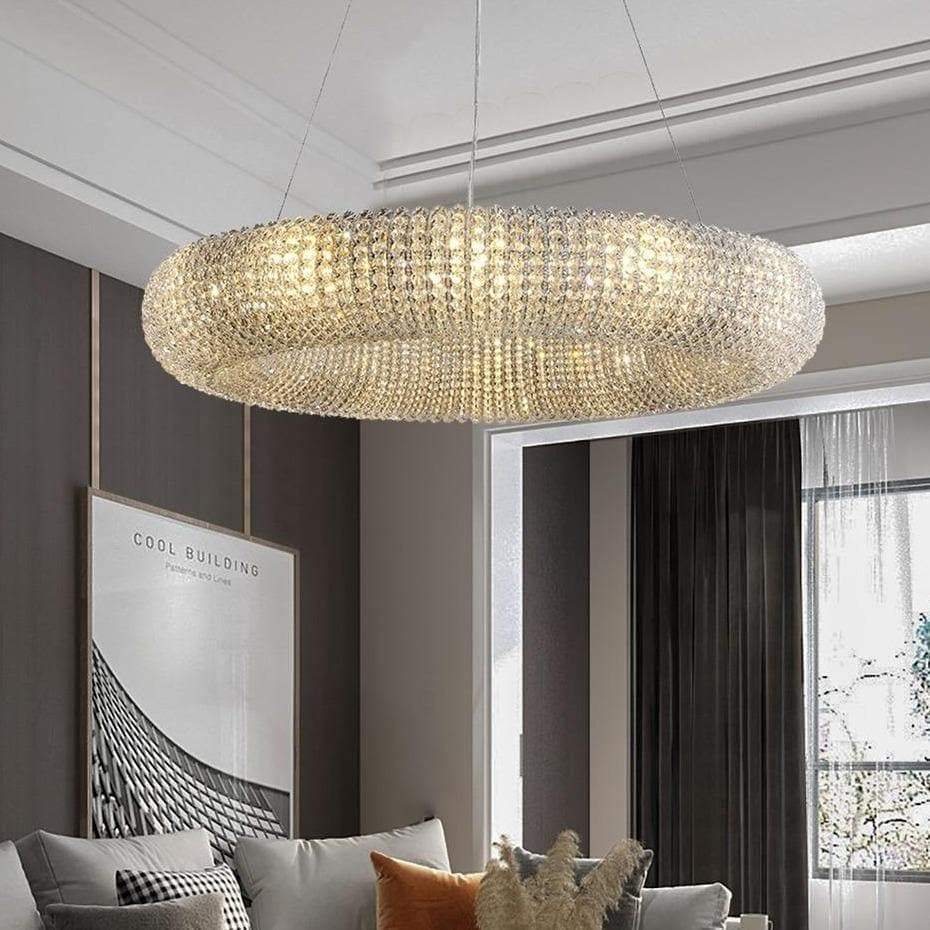 Holo Clear Crystal Ring Chandelier Dimmable 