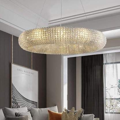 Holo Clear Crystal Ring Chandelier Dimmable 