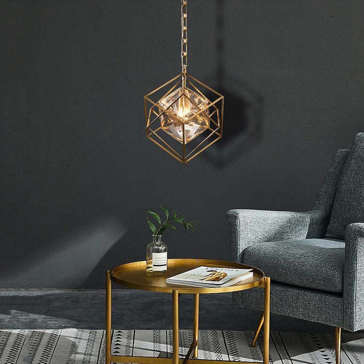 Rubiku's cube Crystal Pendant Light Brass