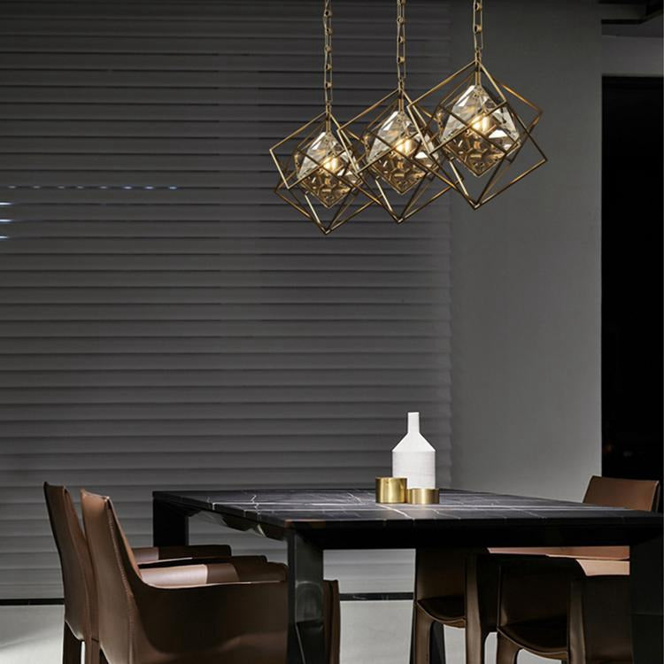Rubiku's cube Crystal Pendant Light Brass