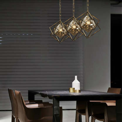 Rubiku's cube Crystal Pendant Light Brass