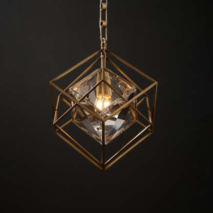 Rubiku's cube Crystal Pendant Light Brass