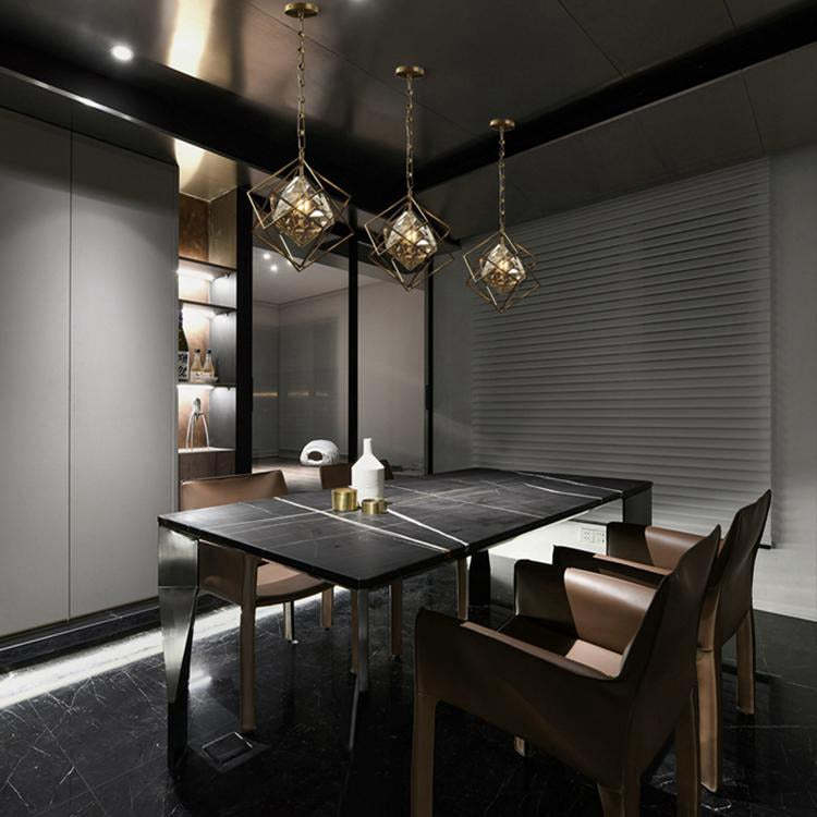 Rubiku's cube Crystal Pendant Light Brass