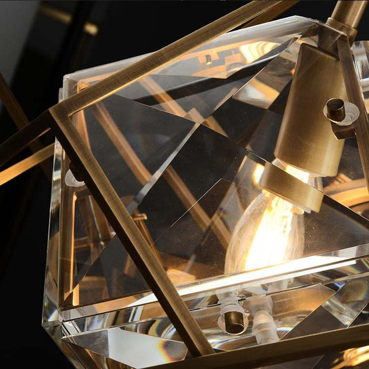 Rubiku's cube Crystal Pendant Light Brass
