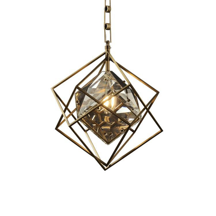 Rubiku's cube Crystal Pendant Light Brass