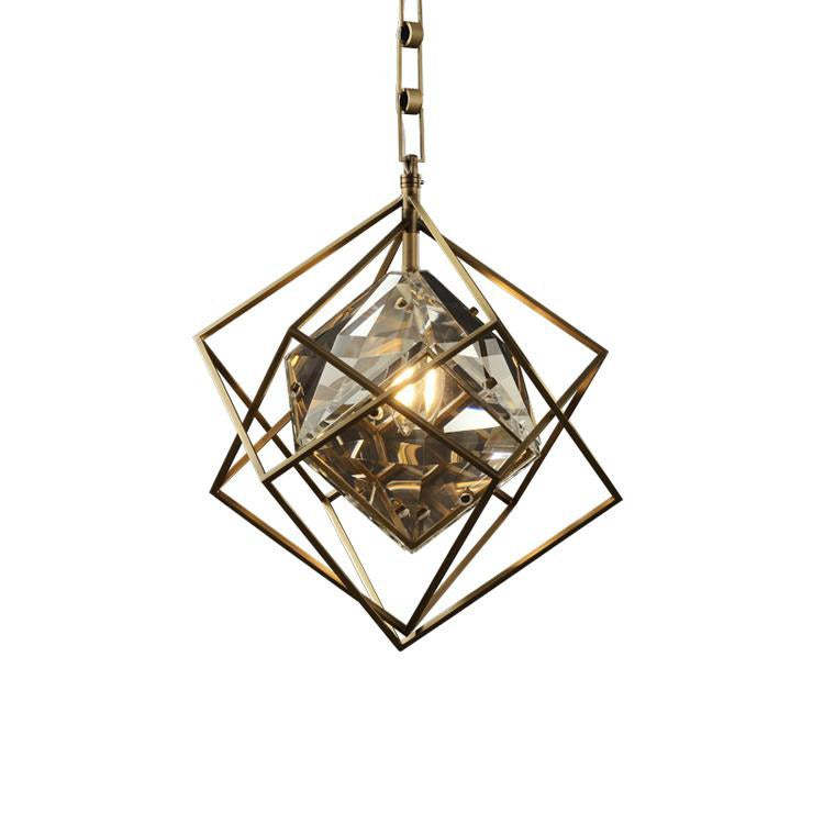 Rubiku's cube Crystal Pendant Light Brass