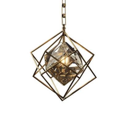 Rubiku's cube Crystal Pendant Light Brass