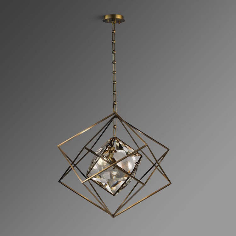 Rubiku's cube Crystal Pendant Light Brass