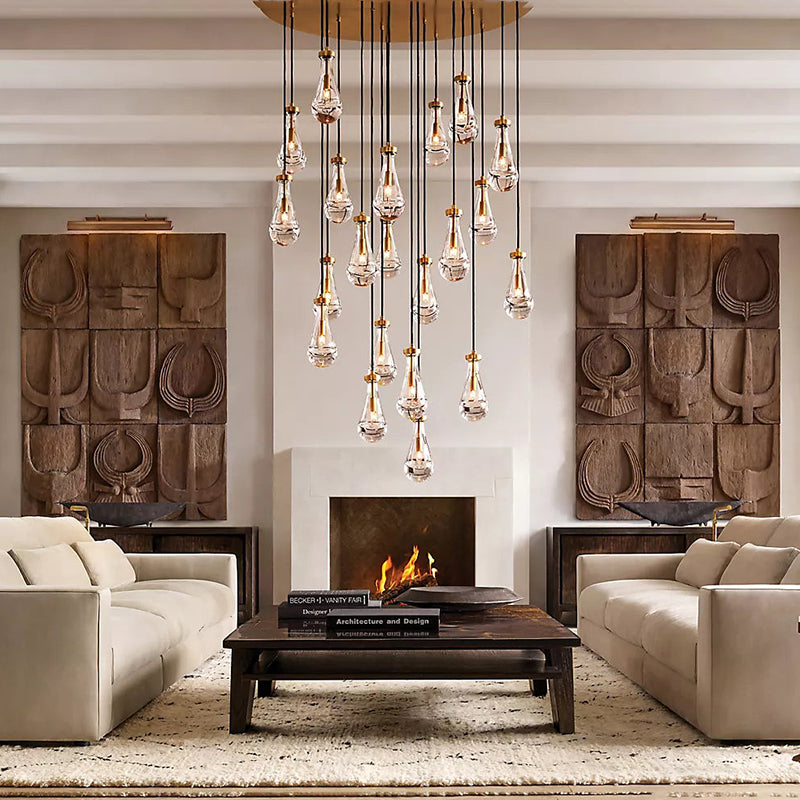 Raindrop Glass Round Chandelier Diam 60"