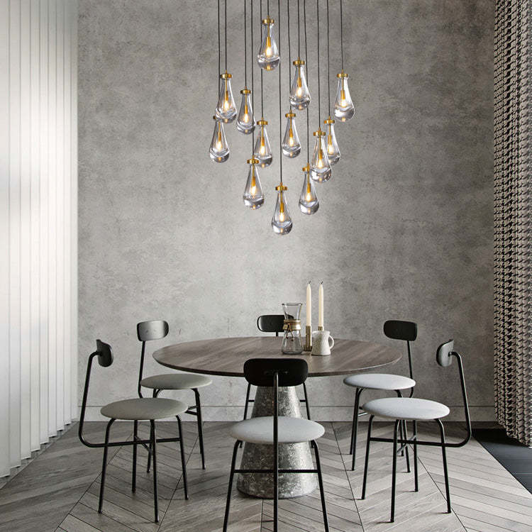 Rain Glass Round Chandelier 36"