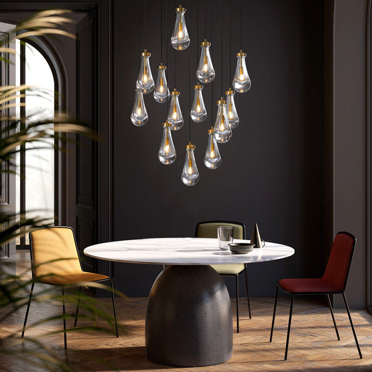 Rain Glass Round Chandelier 36"