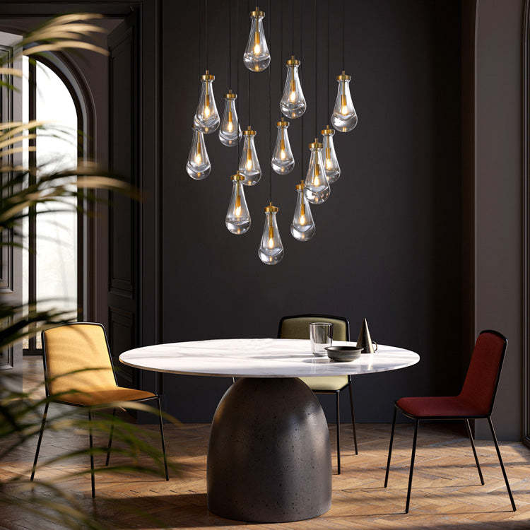 Rain Glass Round Chandelier 36"
