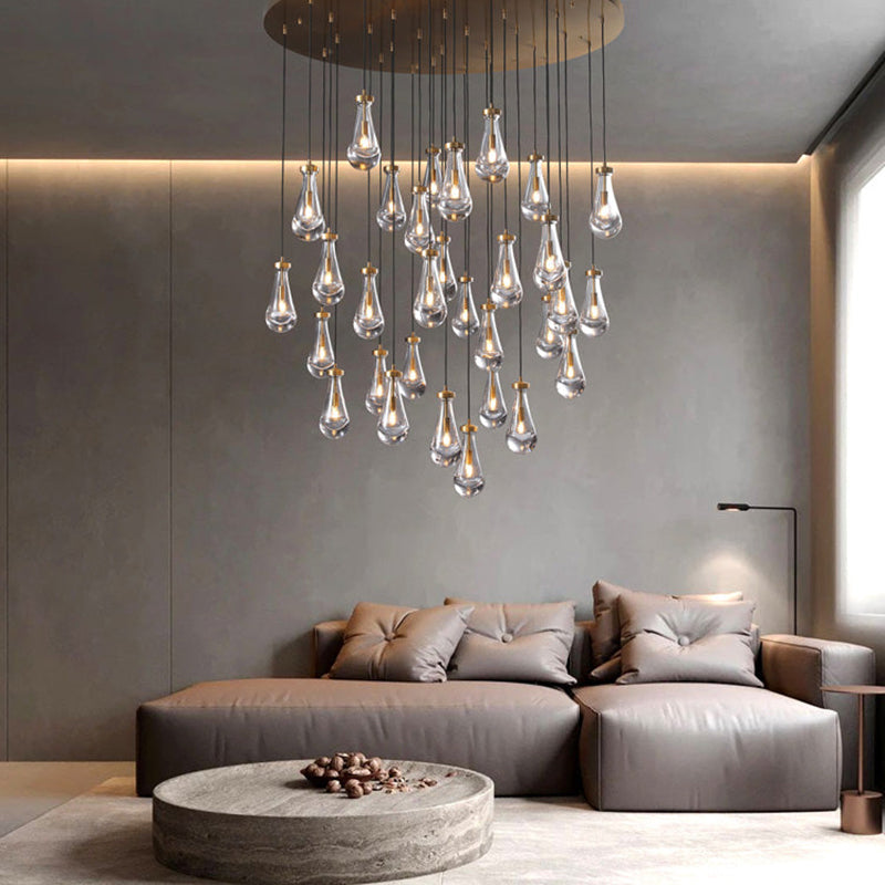 Raindrop Glass Round Chandelier Diam 60"