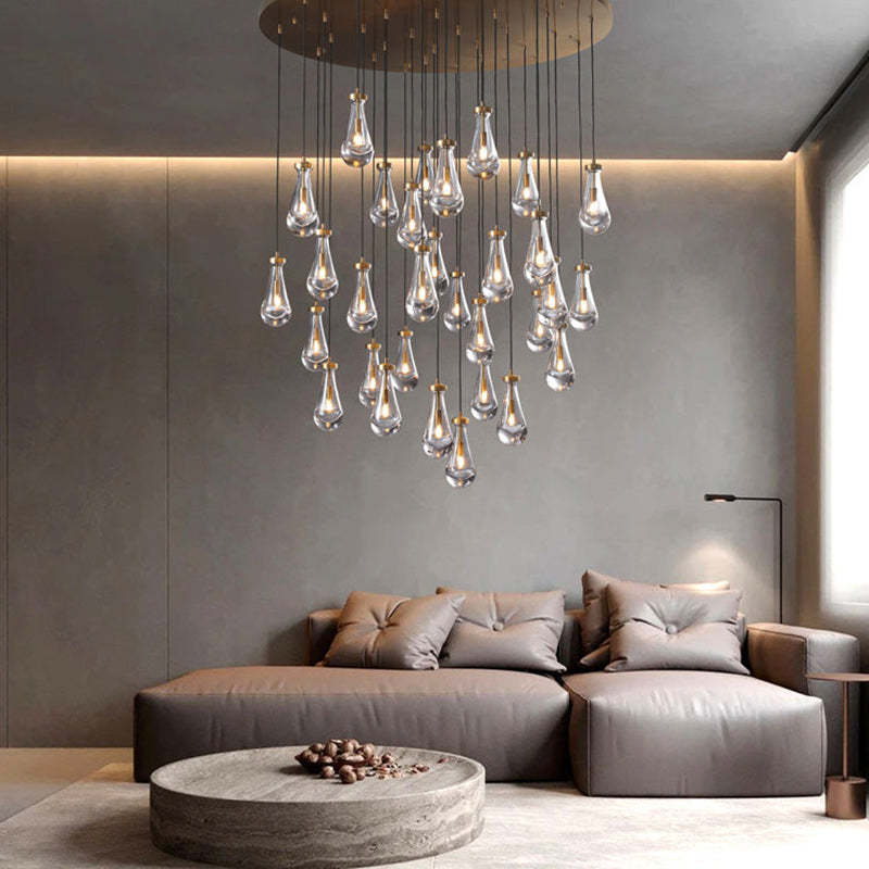 Raindrop Glass Round Chandelier Diam 60"