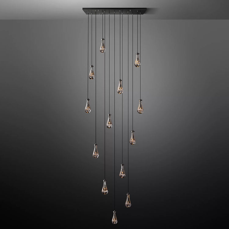 Rain Glass Linear Chandelier 54"