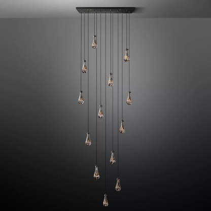 Rain Glass Linear Chandelier 54"