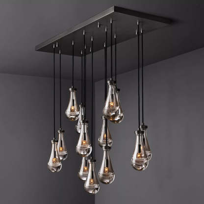 Rain Glass Linear Chandelier 54"