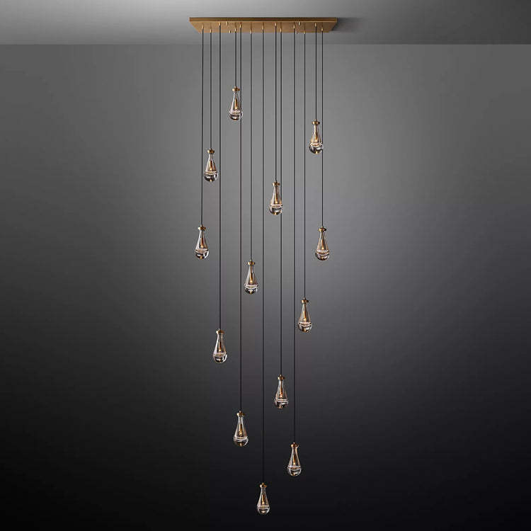 Rain Glass Linear Chandelier 54"