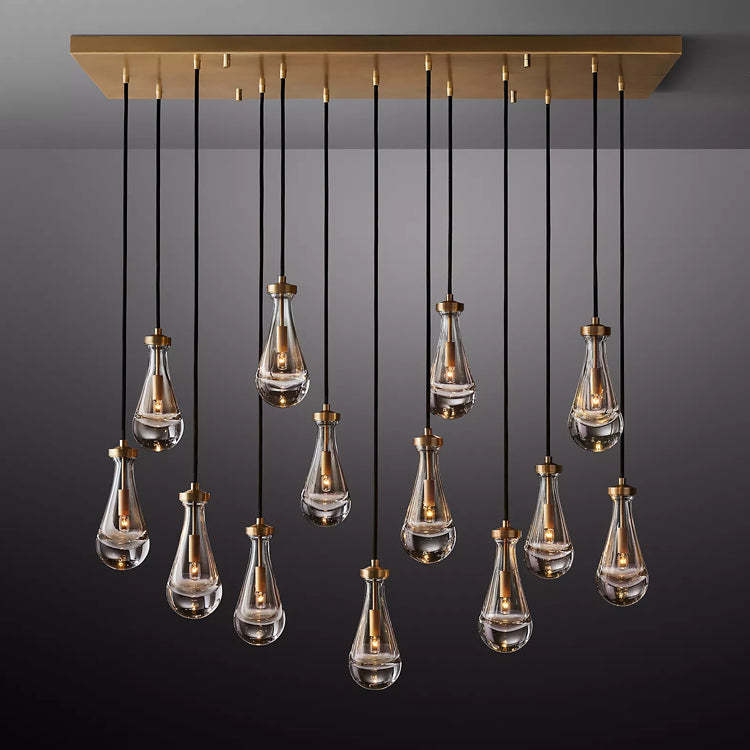 Raindrop Glass Linear Chandelier 54"