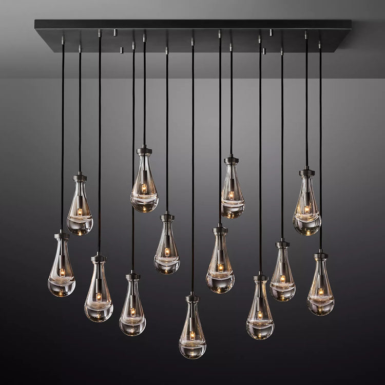 Rain Glass Linear Chandelier 54"