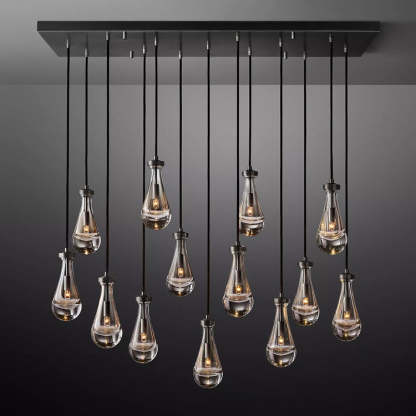 Rain Glass Linear Chandelier 54"
