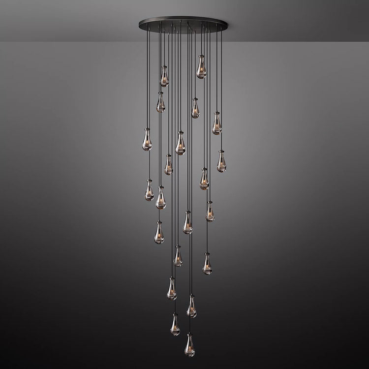 Rain Glass Round Chandelier 47" Dimmable 