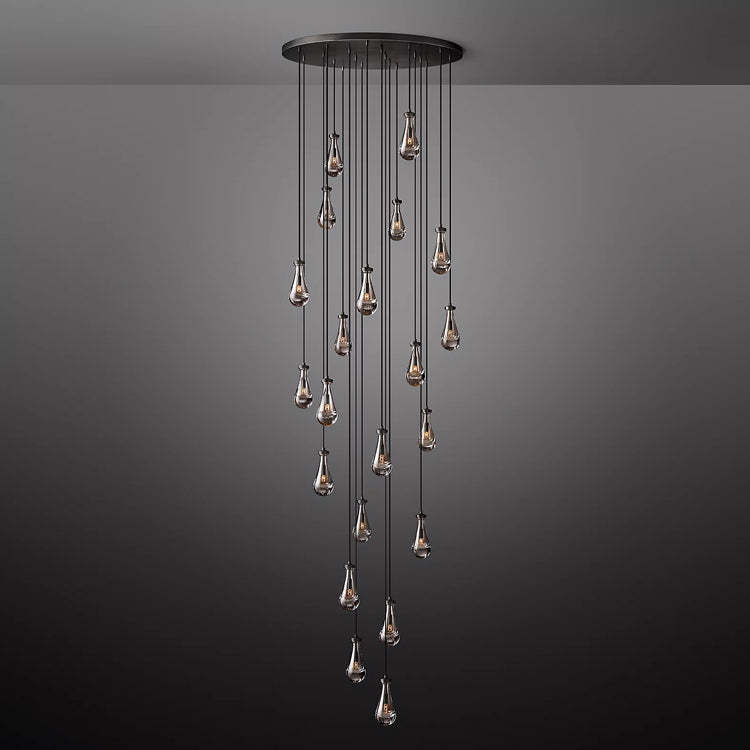 Rain Glass Round Chandelier 47" Dimmable 