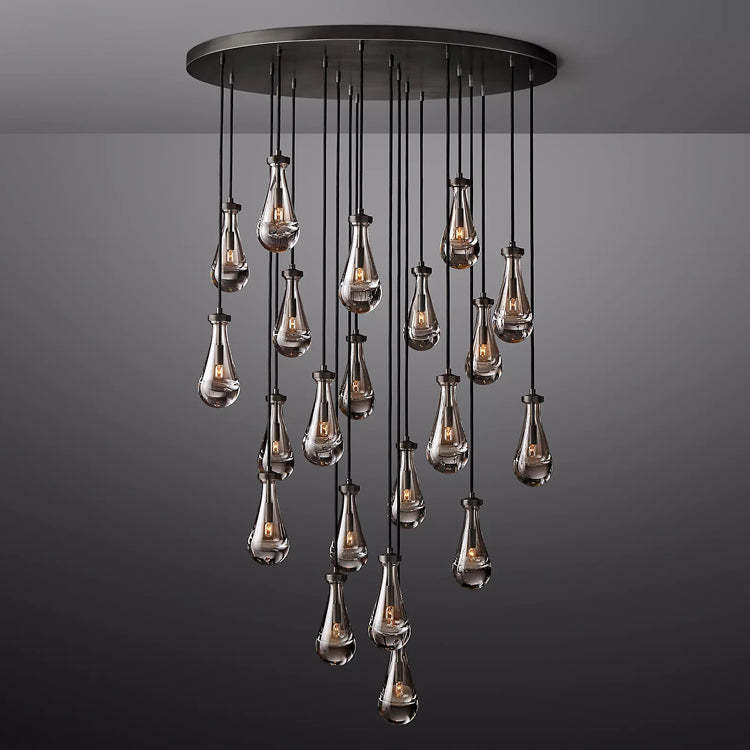 Rain Glass Round Chandelier 47" Dimmable 