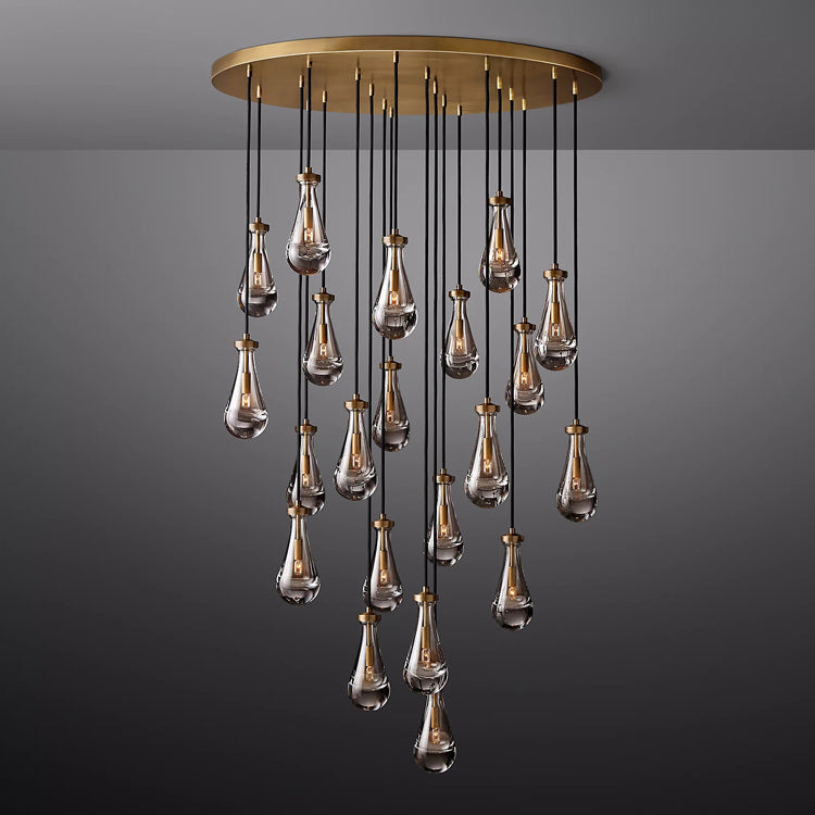 Rain Glass Round Chandelier 47" Dimmable 