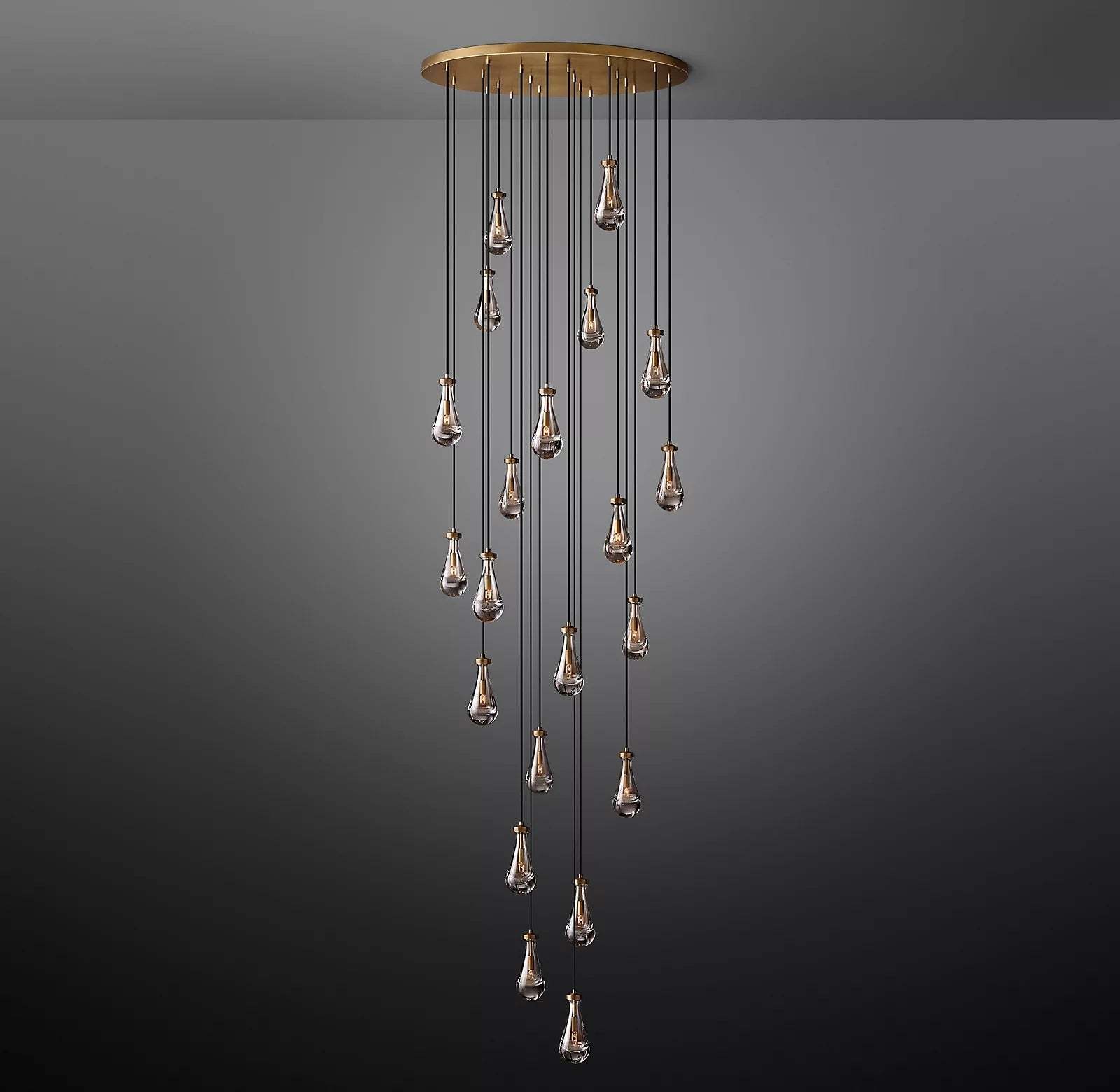 Rain Glass Round Chandelier 47" Dimmable 