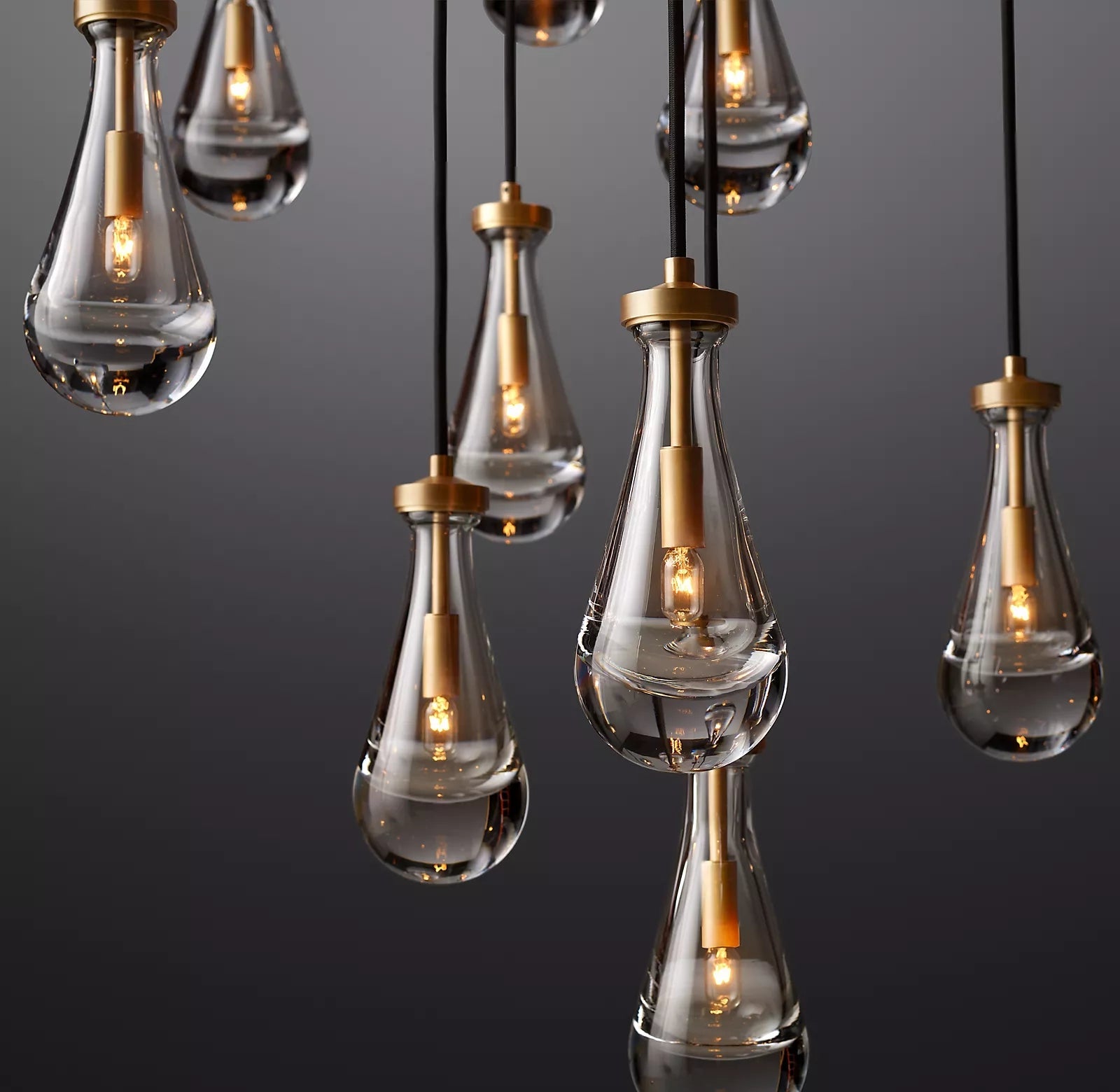 Rain Glass Round Chandelier 47" Dimmable 