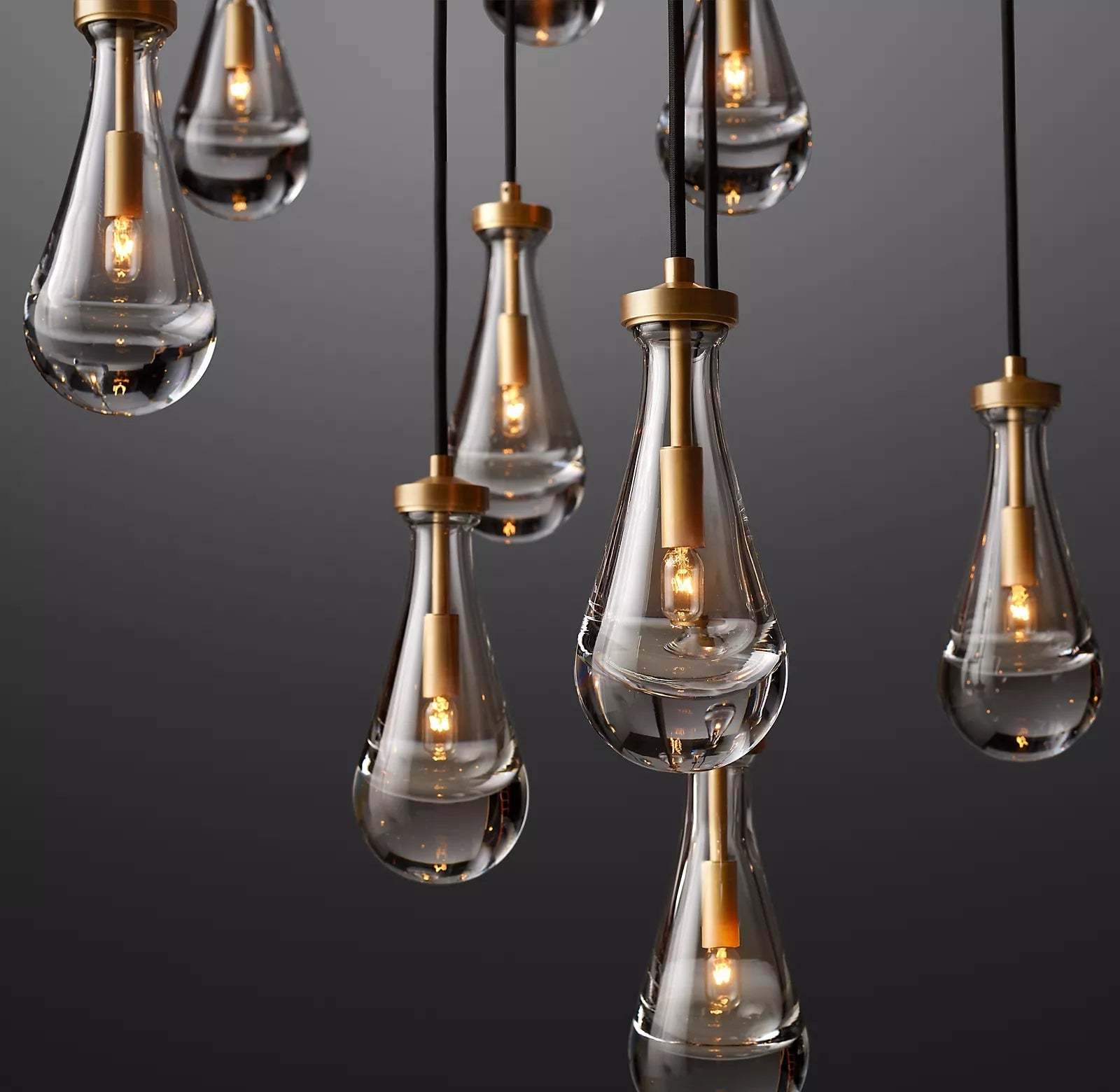 Rain Glass Round Chandelier 47" Dimmable 