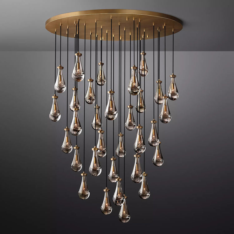 Raindrop Glass Round Chandelier Diam 60"