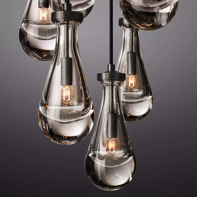 Rain Glass Round Chandelier 18"