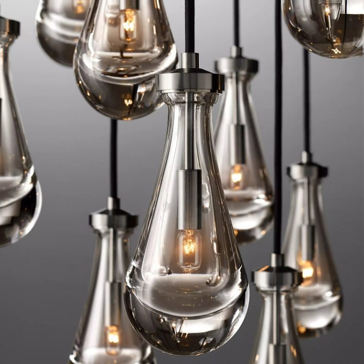 Rain Glass Round Chandelier 47" Dimmable 