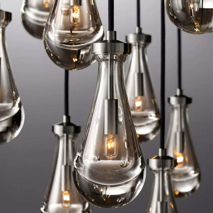 Rain Glass Round Chandelier 47" Dimmable 