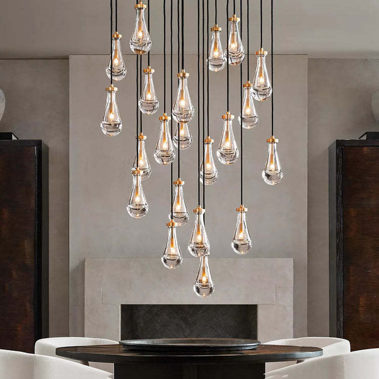 Rain Glass Round Chandelier 47" Dimmable 