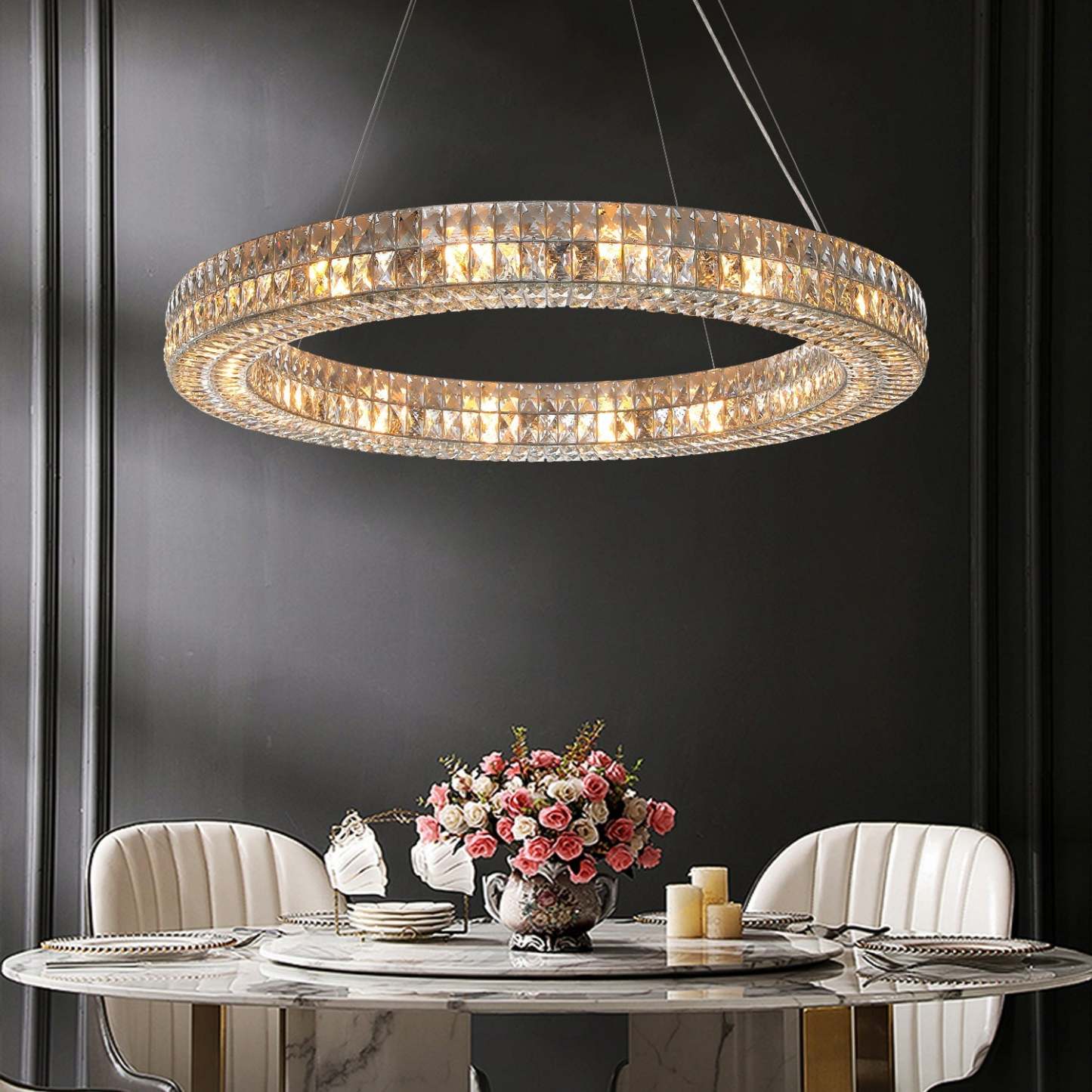 Clear Crystal Ring Chandelier