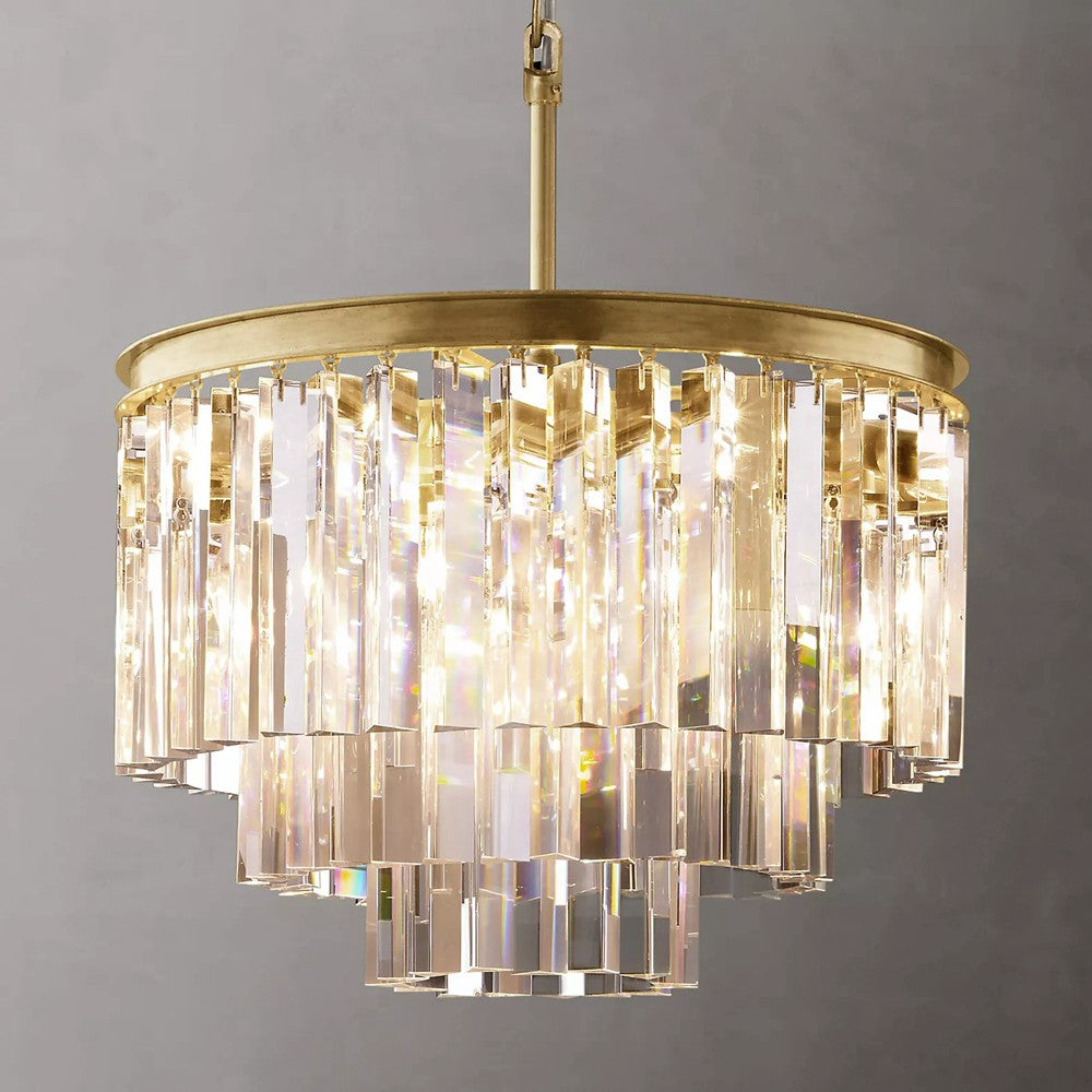 1030s Odeon Crystal Round Chandelier