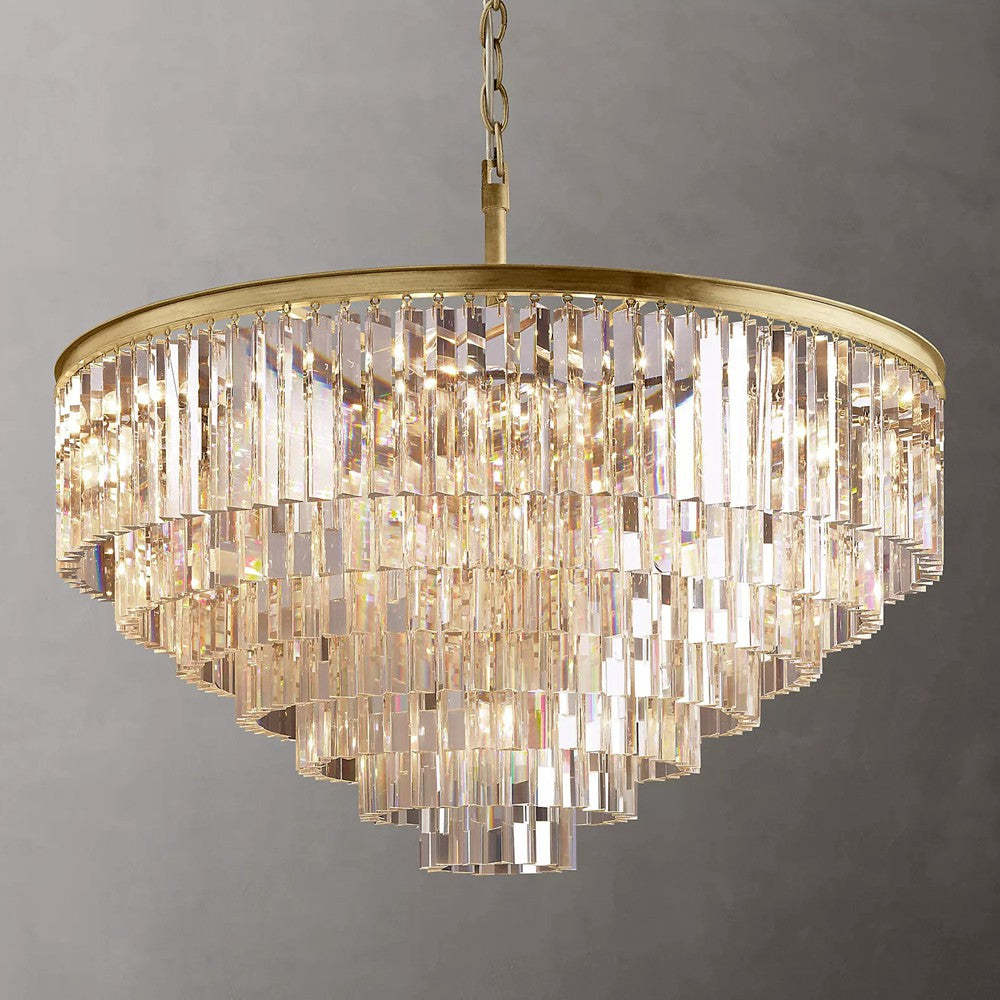 1030s Odeon Crystal Round Chandelier
