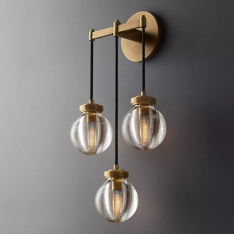 Round Perle Glass 3-Head Wall Sconce