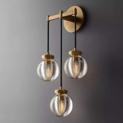 Round Perle Glass 3-Head Wall Sconce