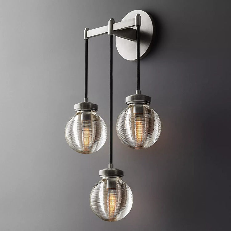 Round Perle Glass 3-Head Wall Sconce