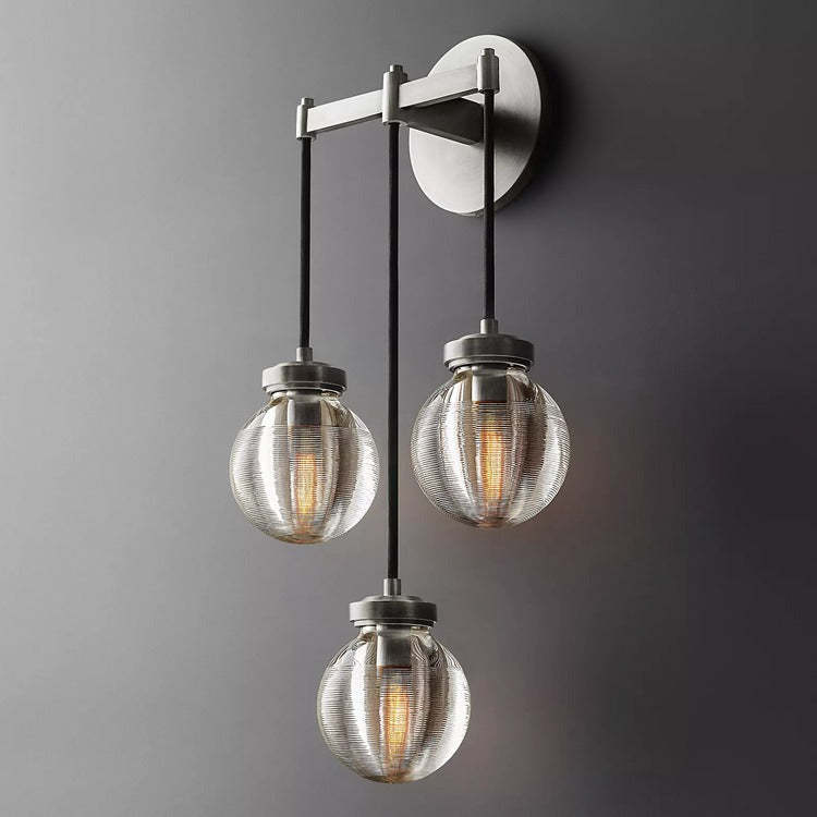 Round Perle Glass 3-Head Wall Sconce