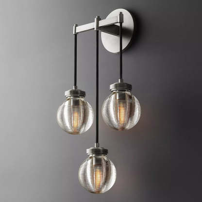 Round Perle Glass 3-Head Wall Sconce