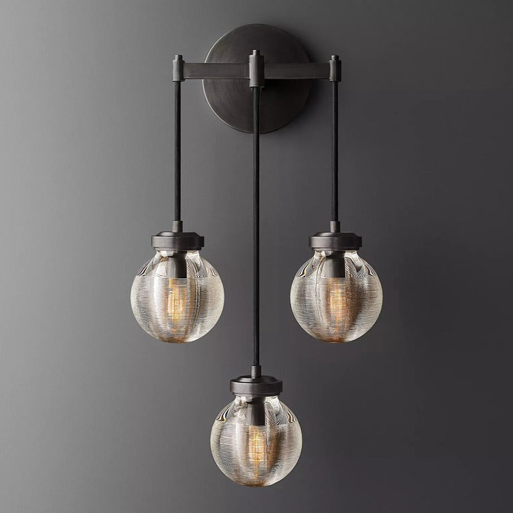 Round Perle Glass 3-Head Wall Sconce